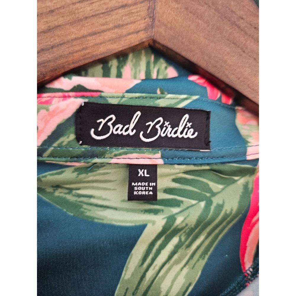 Tropical Bad Birdie Sleeveless Golf Polo Women XL Teal Floral Botanical Stretch - Picture 3 of 7